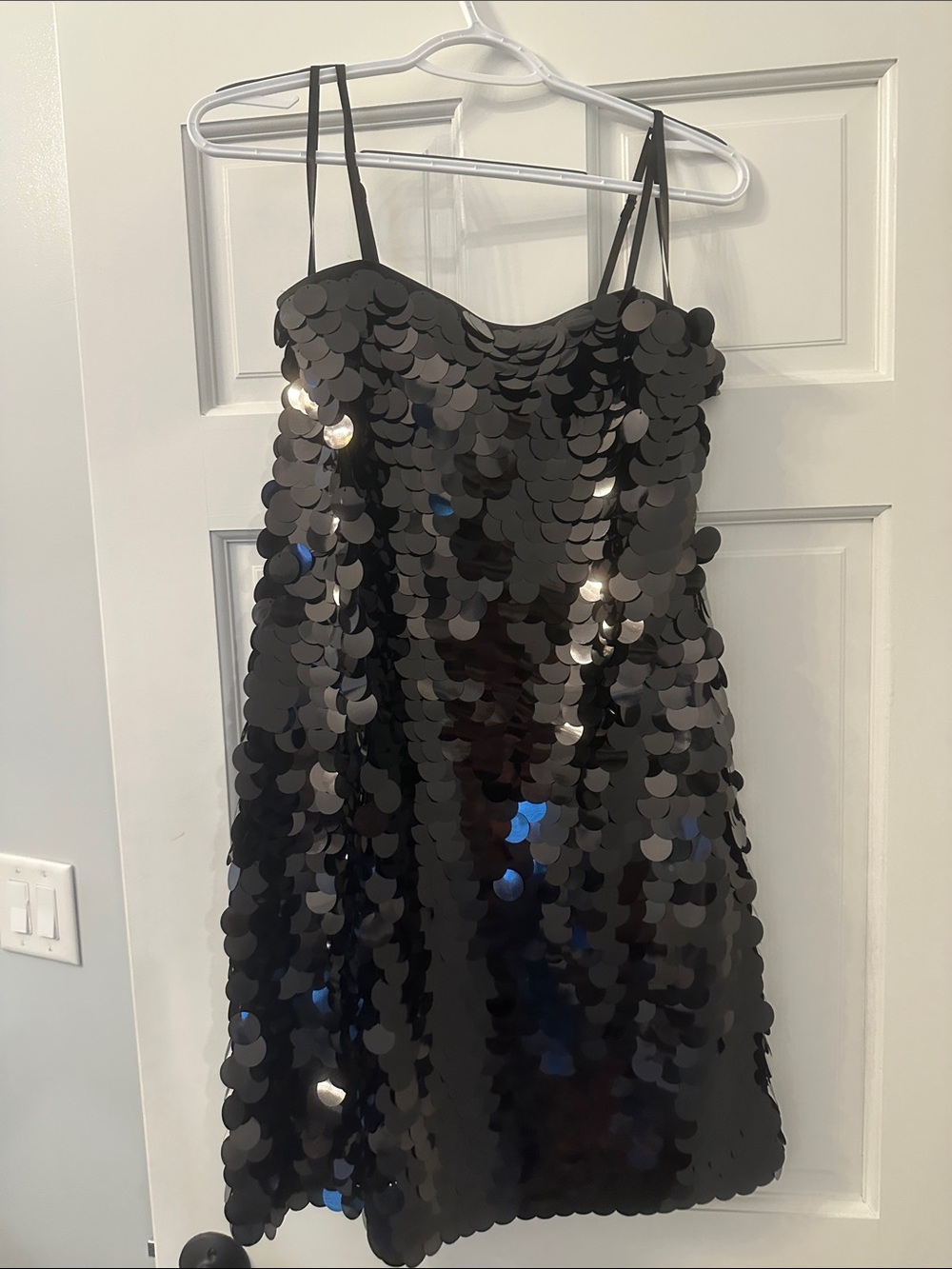 White House Black Market Black Sequin Spaghetti-Strap Dress